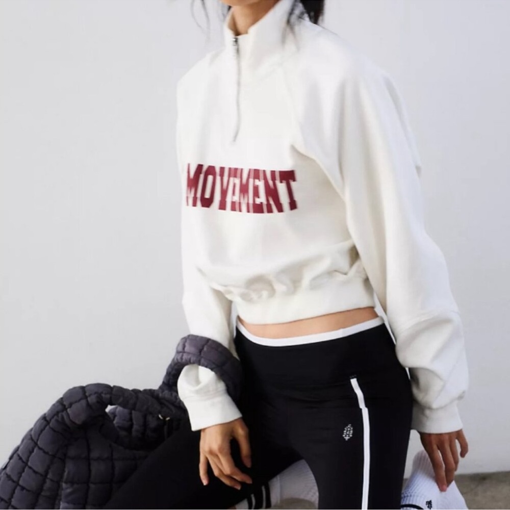 NWT FREE PEOPLE FP Movement For The Win Logo HalfZip Pullover SZ: L